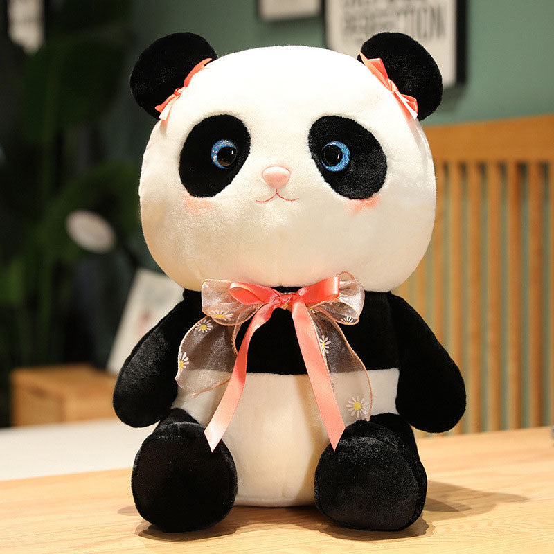 Bow tie ribbon stuffed panda plush toys