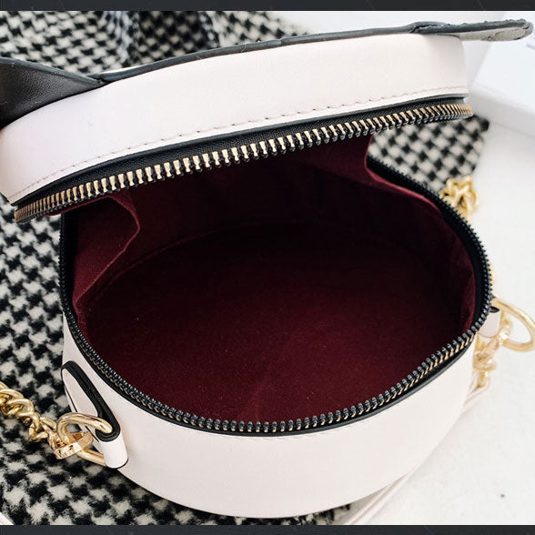 Sequin Chain  Shoulder Round leather book bags