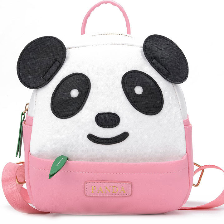 Children's panda cool book bags shoulder bag PU material