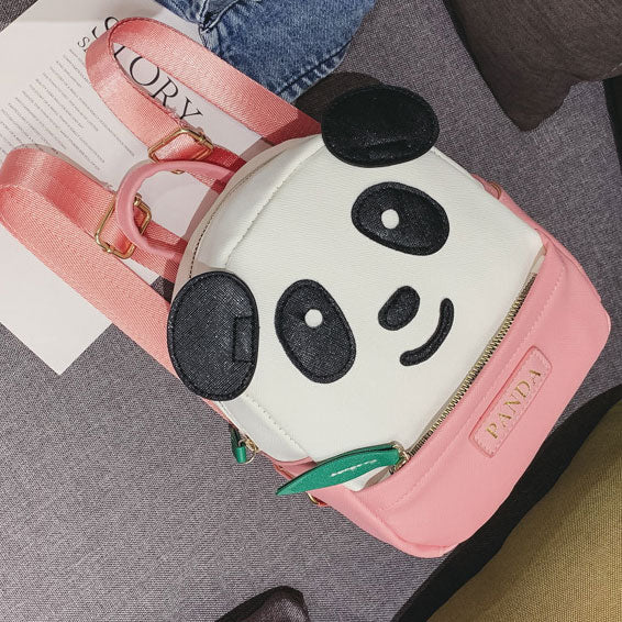 Children's panda cool book bags shoulder bag PU material