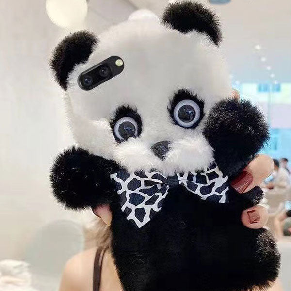 Bow Tie Plush Panda Phone Case Protective Cell Phone Case